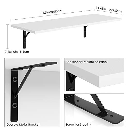 Homfa 2 Estantes de Pared Baldas Flotantes Estantería Libreía para Libros CDs Blanco 80X29.5cm