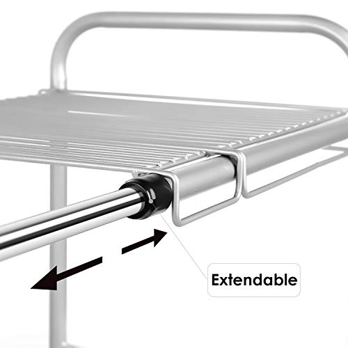 HOMFA Almacenaje bajo Fregadero con 2 Estantes Multifuncionales Estantería de Cocina bajo Fregadero de Acero Inoxidable Tamaño Ajustable 47-76 x 29 x 38 cm