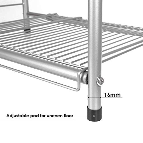 HOMFA Almacenaje bajo Fregadero con 2 Estantes Multifuncionales Estantería de Cocina bajo Fregadero de Acero Inoxidable Tamaño Ajustable 47-76 x 29 x 38 cm