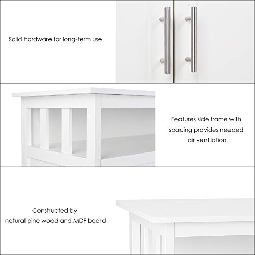 Homfa Armario Almacenaje Aparador Buffet Comedor Armario de Suelo para Baño Cocina Salón con 3 Compartimentos 2 Puertas Blanco 98x44x80cm