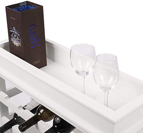 Homfa Botellero de Madera para 30 Botellas de Vino Apilable con Bandeja Botellero Estante de Vino con 5 Niveles MDF Color Blanco 70x23x83cm