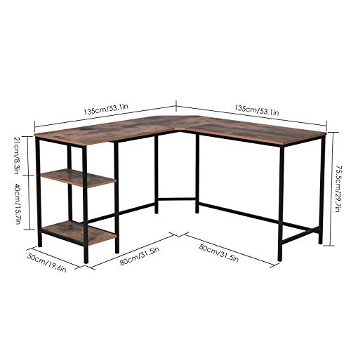 Homfa Mesa de Escritorio Mesa para Ordenador en Forma de L Escritorio Esquina para Oficina Estudio de Estilo Industrial Vintage