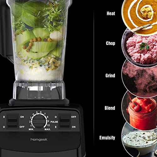 homgeek batidora Licuadora Profesional Batidora de Vaso, 2019 Nueva Batidora Smoothie 2000W, Blender con 10 Velocidades Ajustables, 2 litros Jarra Tritan, sin BPA