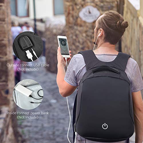 HOMIEE Mochila Antirrobo Impermeable,Mochila de Negocios Impermeable con Carga USB Bolsa de Viaje,Mochila para Portátil, Negro