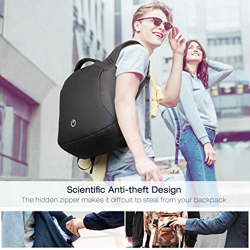 HOMIEE Mochila Antirrobo Impermeable,Mochila de Negocios Impermeable con Carga USB Bolsa de Viaje,Mochila para Portátil, Negro