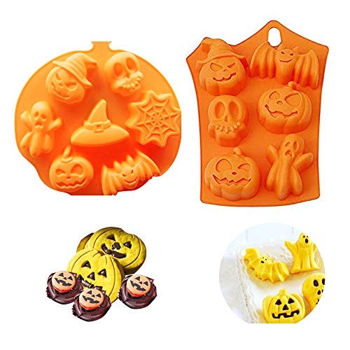 Homo Trends - Moldes de silicona para hornear, 2 unidades, diseño de calabaza de Halloween