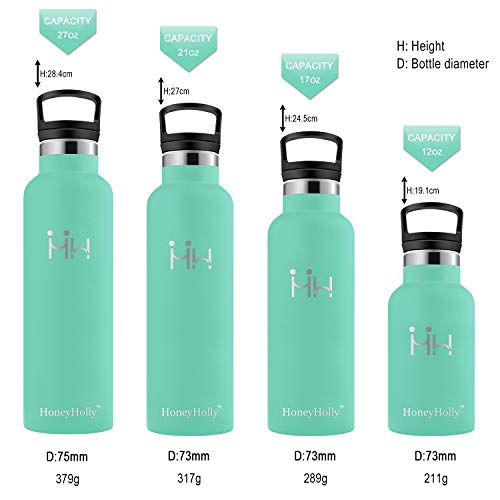 HoneyHolly Botella de Agua Acero Inoxidable sin BPA 350ml/500ml/600ml/750ml, Aislamiento de Vacío de Doble Pared, Botellas Frío/Caliente, Reutilizable para Niños, Colegio, Sport, Gimnasio, Bicicleta