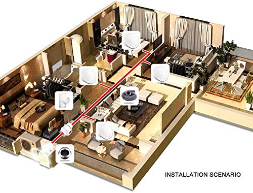 Hon&Guan Ventilador Extractor de Aire en Línea con con Temporizador/Motor de Dos-velocidades para Oficina, Hotel, Baño (ø100mm)