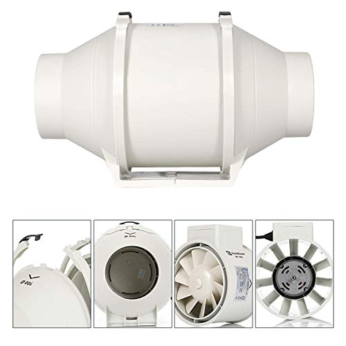 Hon&Guan Ventilador Extractor de Aire en Línea con con Temporizador/Motor de Dos-velocidades para Oficina, Hotel, Baño (ø100mm)