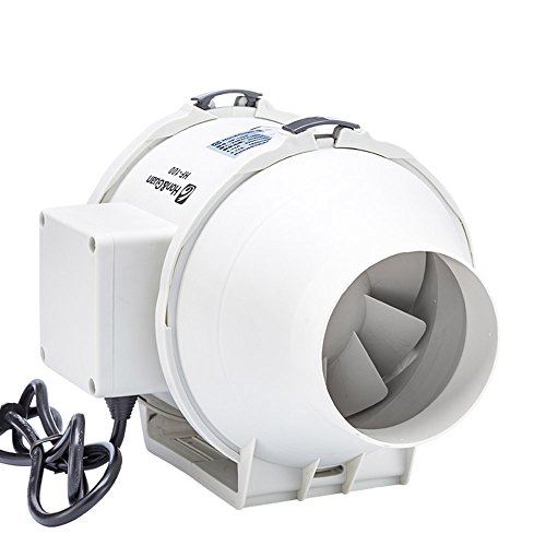 Hon&Guan Ventilador Extractor de Aire en Línea con con Temporizador/Motor de Dos-velocidades para Oficina, Hotel, Baño (ø100mm)