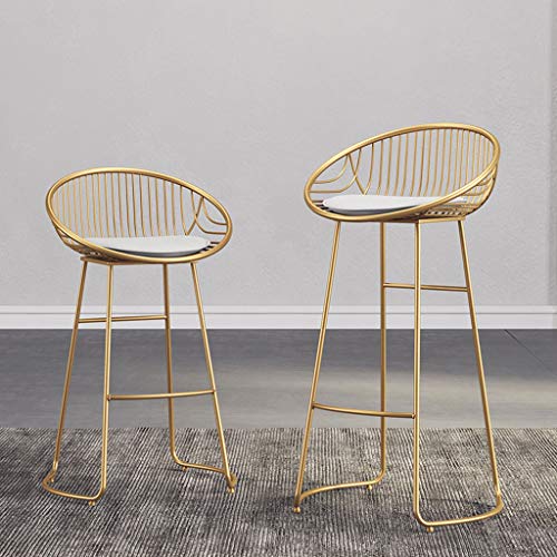 Hongyan Silla de taburetes Reposapiés Taburete Alto Sillas de Comedor tapizadas para la Cocina | Pub | Taburete de Desayuno | Asiento Blanco Patas de Metal Dorado | Carga Máxima 150kg (Tamaño : 75cm)