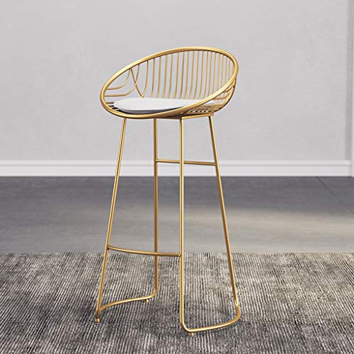 Hongyan Silla de taburetes Reposapiés Taburete Alto Sillas de Comedor tapizadas para la Cocina | Pub | Taburete de Desayuno | Asiento Blanco Patas de Metal Dorado | Carga Máxima 150kg (Tamaño : 75cm)