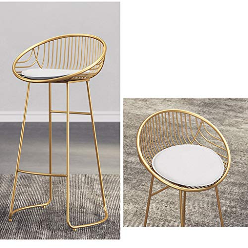 Hongyan Silla de taburetes Reposapiés Taburete Alto Sillas de Comedor tapizadas para la Cocina | Pub | Taburete de Desayuno | Asiento Blanco Patas de Metal Dorado | Carga Máxima 150kg (Tamaño : 75cm)