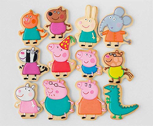 HONYAO Cortadores De Galletas Peppa Pig Para NiñOs - 8 Piezas - Peppa Pig, George Pig, Daddy Pig, Mummy Pig, Pig Head, Sol, Paraguas Y Tablero De Mensajes - Acero Inoxidable