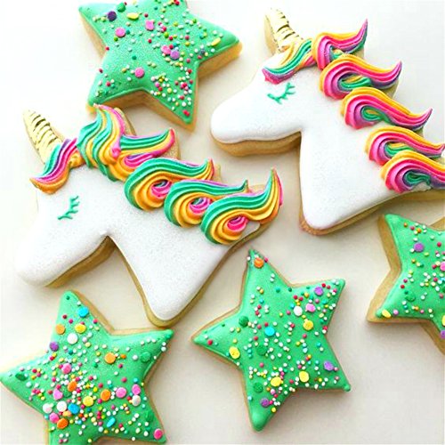 HONYAO Juego de cortador de galletas Unicornio Juego de Cortadores de galletas Arco Iris para Niños Cortadores de acero inoxidable