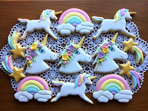 HONYAO Juego de cortador de galletas Unicornio Juego de Cortadores de galletas Arco Iris para Niños Cortadores de acero inoxidable