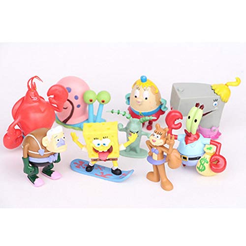 HOOPOO Bob Esponja Modelo De Animación, Modelo De Estatua, Servicio De Decoración, De 8 Cm 1 Conjunto De 12