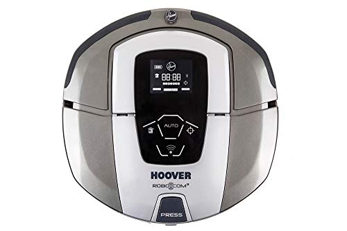 Hoover RBC090 - Robot aspirador con filtro HEPA y WIFI, hasta 120 mins. de autonomía, programable diario/semanal, incluye 2 muros virtuales, color titanium metallic