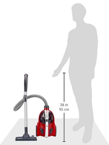 Hoover Sprint Evo SE51 - Aspiradora sin bolsa, ciclónico, Cepillo especial suelos de parquet, suelos duros y alfombras, Filtro EPA, 700W, Depósito 1,5L, 80dBA, Cable 7,5m, Plástico, Rojo, clase A