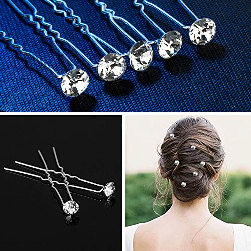 Horquillas para el Pelo, GuKKK 40 piezas Flores y Perlas de Diamantes Horquillas, Pinzas para el Cabello en Forma de U, Accesorios para el Pelo de Fiesta de Bodas Nupcial(4 Estilos Mezclados)