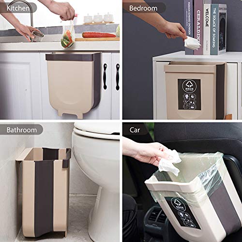 HOSPAOP Contenedor de Basura Plegable, Contenedor Colgante de Pared, Cubo de Basura para Cocina/Automóvil/Baño/Oficina/Dormitorio