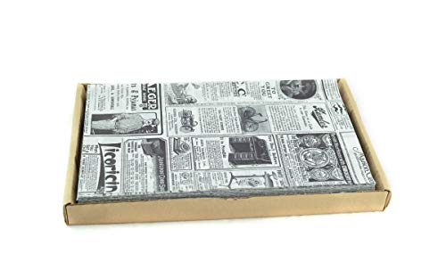 Hostelnovo - 500 Unidades de Papel antigrasa para Envolver Alimentos - Medida única de 32 x 20 cm - Especial para Basket Chips y Cualquier Tipo de Recipiente - Papel de periódico