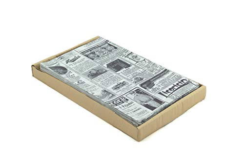 Hostelnovo - 500 Unidades de Papel antigrasa para Envolver Alimentos - Medida única de 32 x 20 cm - Especial para Basket Chips y Cualquier Tipo de Recipiente - Papel de periódico