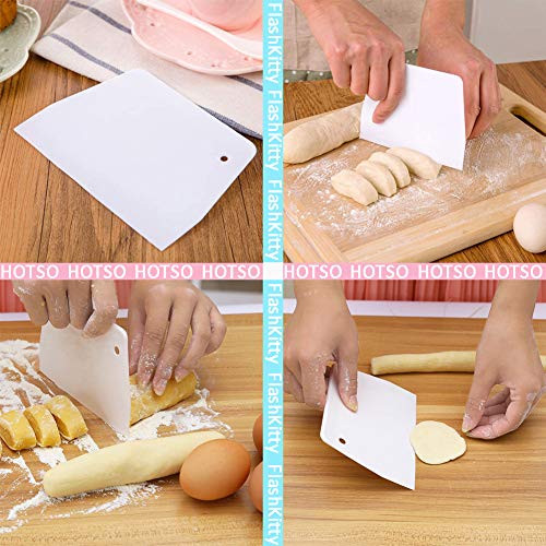 HOTSO Rasqueta Panadero Espatula de Plástico, 【Juego de 9】 Raspador de Masa Rascador de Pastel Raspador Flexible Reutilizable,Multiusos de Espátula Utensilios de Cocina para Hornear,Pan,Cake,Fondant