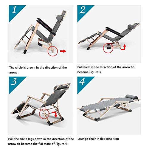HOUADDY Hogar Silla De Playa Plegable Multiposiciones Tumbona Jardín Gravedad Cero Silla Reclinable Tumbonas con Almohadilla De Algodón,Gris