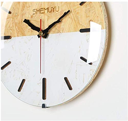 HSWD Reloj de Pared Creativo 8", Reloj de Madera de Gota de Agua con Superficie de Vidrio, Reloj de Pared Decorativo pequeño de la casa de Moda, Blanco, números