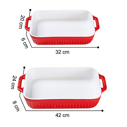 HUAFA Bandeja Horno Rectangular Para Horno Cerámica Fuente Horno,para 6 porciones, ideal para Lasaña Pastel Cazuela Tapas,32x20x6cm (verde claro, 32cm)