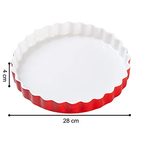 HUAFA Molde para Tartas Cerámica Bandejas para Hornear ideal para Lasaña Pastel Cazuela Tapas,Ø 28 cm,1.35L (Cereza)