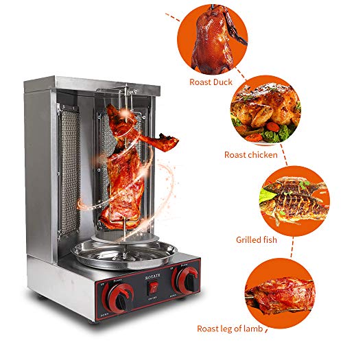 HUKOER Kebab Machine Gyro Grill, Kebab Shop Eléctrico para Kebabs Y Barbacoas, Kebab Machine con 2 Quemadores, para Máquinas De Barbacoa Verticales Comerciales Domésticas