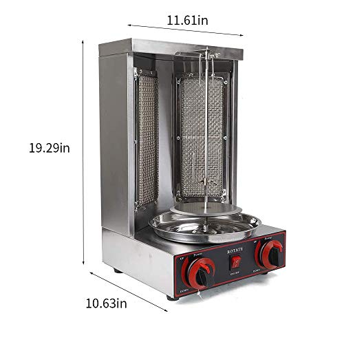 HUKOER Kebab Machine Gyro Grill, Kebab Shop Eléctrico para Kebabs Y Barbacoas, Kebab Machine con 2 Quemadores, para Máquinas De Barbacoa Verticales Comerciales Domésticas