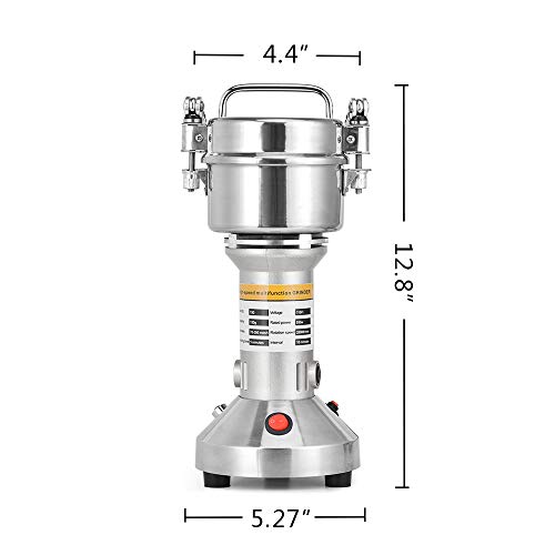 HUKOER Molinillo de granos portátil, 150 g Capacidad 220 V Molino de cereales de hierbas de grano de especias Molino, Máquina de molienda de alta velocidad de 3 cuchillas Procesadora de alimentos