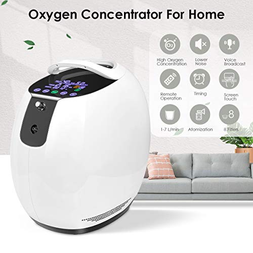 HUKOER purificador de aire portátil concentrador de oxígeno generador 1-6L / min 90% ~ 93% concentrador de oxígeno de alta pureza ajustable, 220 V para familia