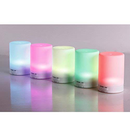 Humidificador Aromaterapia Ultrasónico, 100ml. Difusor de Aceites Esenciales con LED de 7 Colores Diferentes. Para Aromaterapia, Casa, Oficina, Bebé, Baño y Spa.