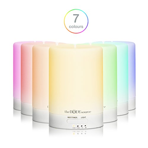 Humidificador Aromaterapia Ultrasónico, 100ml. Difusor de Aceites Esenciales con LED de 7 Colores Diferentes. Para Aromaterapia, Casa, Oficina, Bebé, Baño y Spa.