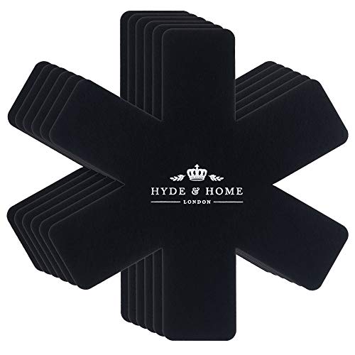 HYDE & HOME - Juego de 6 protectores para ollas y sartenes, a prueba de arañazos, 38 cm