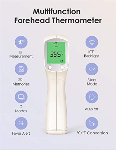 HYLOGY Termometro digital frente, termómetro sin contacto, termómetro médico con función de memoria, termómetro infrarrojo para el hogar, el hospital, la empresa y la escuela