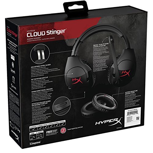 HyperX HX-HSCS-BK Cloud Stinger - Cascos de Gaming, Negro
