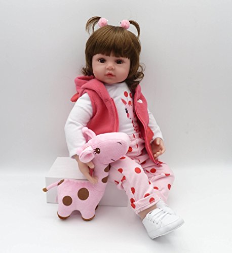 iCradle 24 Pulgadas 61cm Reborn Baby Doll Niña Realista Muñeca de Silicona Bebe Reborn Toddler Vinilo Juguete Regalo (18"/45cm)