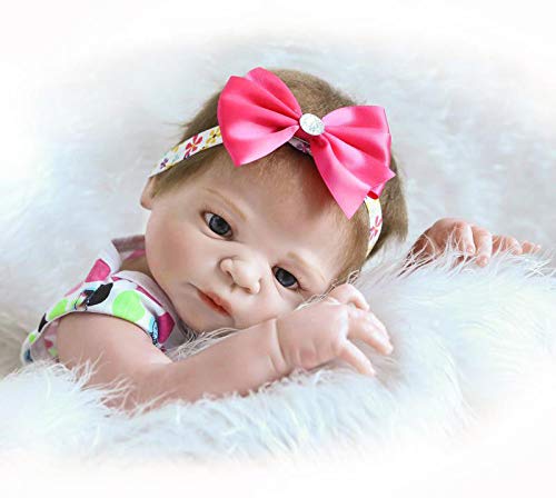 iCradle Reborn Baby Dolls 18 Pulgadas 45cm Muñecas Reborn Cuerpo Entero Silicona Realista Suave de Vinilo Lifelike Chica Bebé Reborn Niña Nacido Regalo de Juguete (Pink Headband)