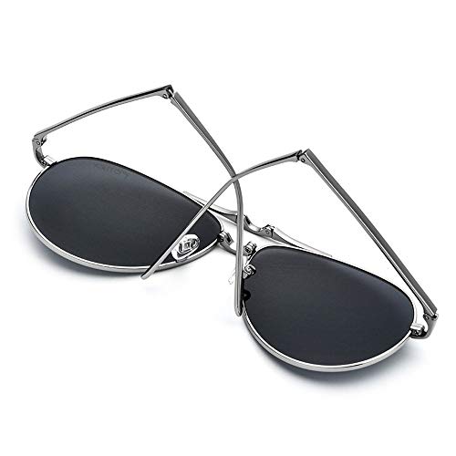 Idebris Gafas de Sol polarizadas para Hombre Gafas de Sol ultraligeras de Titanio Puro con Personalidad Gafas de Sol Plegables para Mujer gradientes para Conducir Gafas de Sol (Color : Gray)