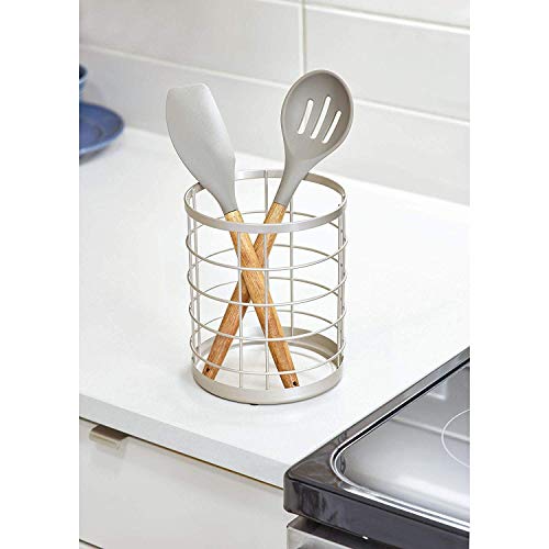 iDesign Austin Escurre cubiertos de cocina para la encimera, portacubiertos redondo de metal, porta utensilios con elegante diseño de rejilla, plateado mate, 15,2 cm de diámetro x 17,8 cm