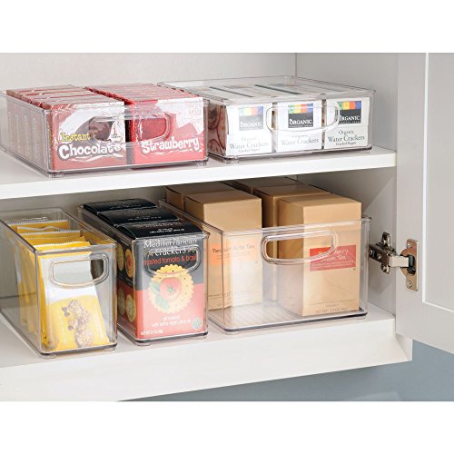 iDesign Caja transparente para el frigorífico, organizador de cocina grande y profundo de plástico, organizador de nevera con asas y sin tapa, transparente