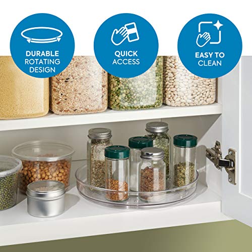 iDesign Plato giratorio para la cocina, pequeño organizador de armarios de plástico libre de BPA, especiero giratorio para guardar especias y tarros en la despensa, transparente