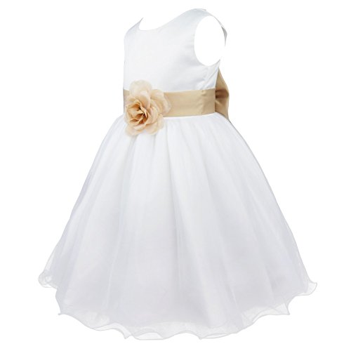 IEFIEL Vestido de Princesa Niña Tutú Vestido Blanco de Fiesta Boda Bautizo para Niñas Vestido de Flores Cumpleaños Princesa Elegante 2 Años-14 Años Beige Oscuro 5 años