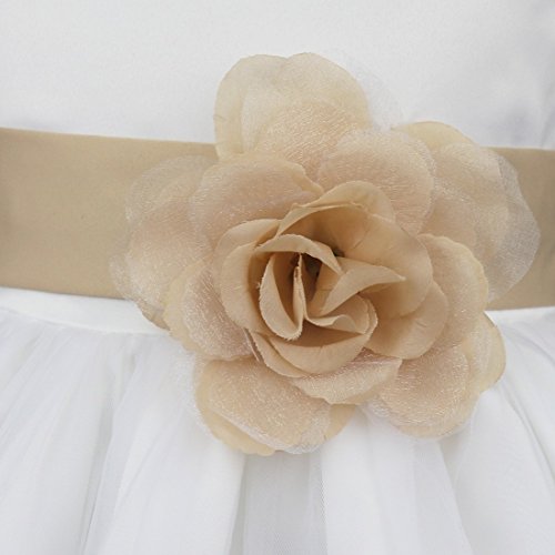 IEFIEL Vestido de Princesa Niña Tutú Vestido Blanco de Fiesta Boda Bautizo para Niñas Vestido de Flores Cumpleaños Princesa Elegante 2 Años-14 Años Beige Oscuro 5 años