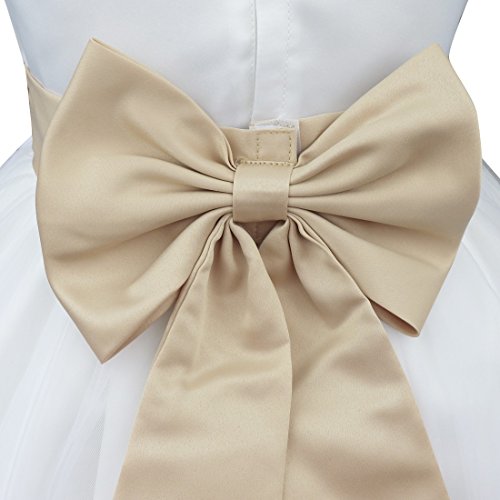 IEFIEL Vestido de Princesa Niña Tutú Vestido Blanco de Fiesta Boda Bautizo para Niñas Vestido de Flores Cumpleaños Princesa Elegante 2 Años-14 Años Beige Oscuro 5 años